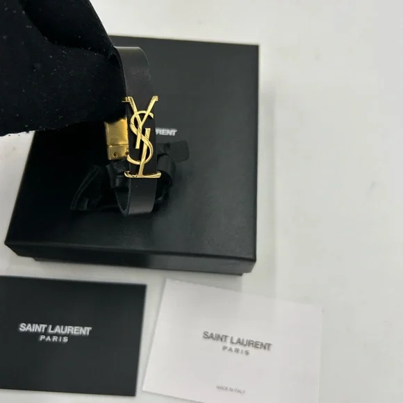 Women's Saint Laurent OPYUM YSL leather bracelet made in Italy - Picture 5 of 11